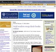 The Christian Science Monitor : Avid Readers Swap Their Books Online